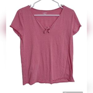 Ann Taylor Loft Red and White striped Top with bow Detail Size Medium‎